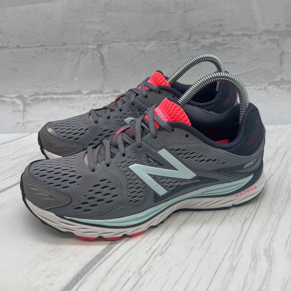 New Balance Running Shoes 880 V6 Womens 8 Gray Mint Green Athletic Sneakers